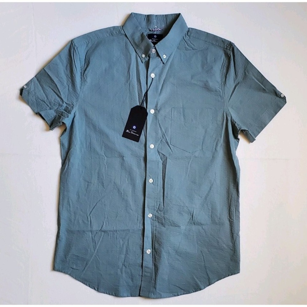 NWT Ben Sherman Harbor Short Sleeve Button-Up Shirt Mens M 100% Cotton
